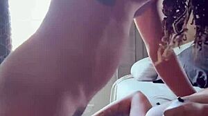 Ghetto ebony gives sloppy deepthroat to big black cock with cum in mouth