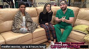 Nurse Aria Nicole gets fucked missionary in exam room after hours 😈 Spreading legs for orgasm.