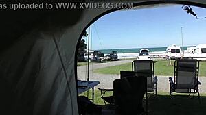 why is this kiwi trashy milf walking in see through clothes at the beach before creampie fuck?