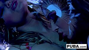 Busty Nikka follows Shyla Stylez commands in erotic girl on girl sex