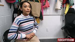 Reverend's shy stepdaughter explores deepthroat and kissing in office sex session