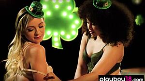 Lesbian milf Bobbi Dean receives a sensual massage from her petite blonde teen girlfriend.