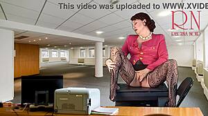 You know, this naked secretary teases her boss by showing pussy tits and masturbating cunt