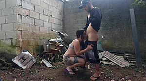 This cute Brazilian teen gets licked and banged hard by her guy in the backyard during the party outdoors.