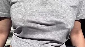 Horny stepmom Artemisia Love shows off her big boobs bouncing wildly in this outdoor European session with Italian mother-in-law and huge tits.