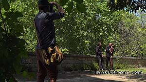 Spanish Hottie Boldly Gangbanged In Public With Bondage