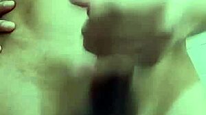 Skinny guy with big cock and small waist masturbates solo in work bathroom