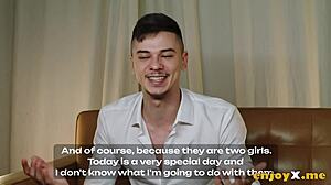 tommy kicks off his day with a wild 3some featuring two hot babes with huge tits in the kitchen!