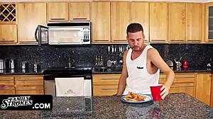 Lusty stepbro fucks his two pretty stepsis in missionary and with barefoot fun.