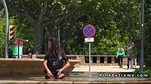 Spanish Hottie Boldly Gangbanged In Public With Bondage