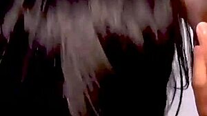 Esta yucateca esta deliciosa morenita y flaquita, a petite latina with natural tits getting bent over in doggystyle for huge handjob in bedroom pov.