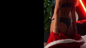 i'm getting so turned on in this christmas santa bra, softcore solo teasing feels amazing.