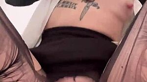 Petite Wednesday Addams, your big round ass bounces on that dildo!