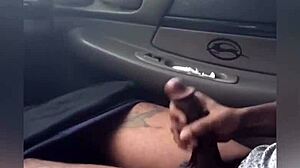 in my car i was so horny, slowly jackin my big pretty dick till i busted a thick load!