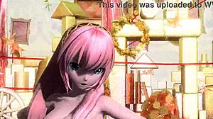 Megurine luka takes on patcwork staccato in project diva. She strips full nude with big tits exposed.