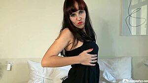 Amateur Brunette Babe With Big Tits And Tattoo Strips Panties For Solo Masturbation And Fingering Spreading