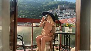 I got so horny taking sun naked on the open balcony, ended up cumming from risky public masturbation