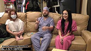 Blaire Celestes mund bliver sprøjtet med kæmpe sædlast i denne bdsm sygeplejerske scene med bondage og vibrator domination