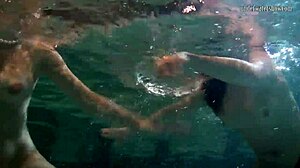 bouncing tits russian lesbians katka and barbara play underwater in the pool