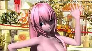 Megurine luka takes on patcwork staccato in project diva. She strips full nude with big tits exposed.