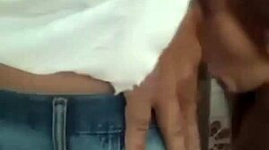 Guy fixes shower gets blowjob reward with cum on tits