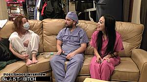 blaire celestes mouth gets blasted with huge load of cum in this bdsm nurse scene with bondage and vibrator domination