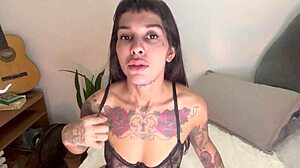 Alt Inked Babe Rides Massive Neon Octopus Dildo Hard