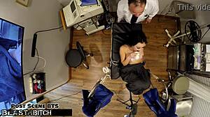 blaire celestes mouth gets blasted with huge load of cum in this bdsm nurse scene with bondage and vibrator domination