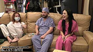 blaire celestes mouth gets blasted with huge load of cum in this bdsm nurse scene with bondage and vibrator domination