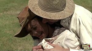 Sandra Romain is eager to master anal riding on a cock outdoors with bent over doggystyle