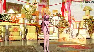 Megurine luka takes on patcwork staccato in project diva. She strips full nude with big tits exposed.