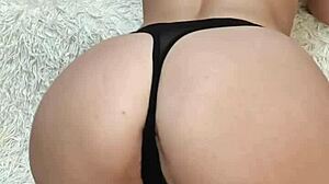 very big sweet ass cums from small 18+ dildo in homemade close-up