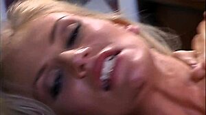 Karina kean in stockings and heels gets anal fucked doggystyle on bed with fingering