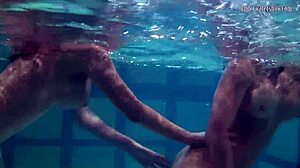 bouncing tits russian lesbians katka and barbara play underwater in the pool