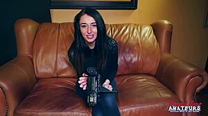 petite hot olyssia and kinky cutie ryann lick their twats then share a cock in domination play