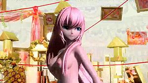 Megurine luka takes on patcwork staccato in project diva. She strips full nude with big tits exposed.
