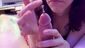 Extreme sounding session with massive pre cum dripping from monster cock rub.