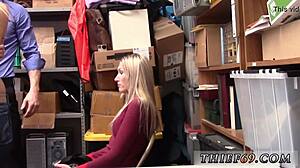 Amateur teen 18+ caught masturbating in library by old cop, petite blonde punished with hardcore uniform action.