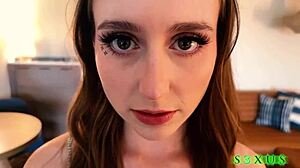 Laney Grey gives a romantic POV blowjob to Brad Newman in a homemade big cock scene.