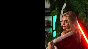 i'm getting so turned on in this christmas santa bra, softcore solo teasing feels amazing.