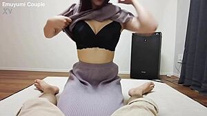 Teasing that massive Japanese cock until it explodes in VR handjob quickie!