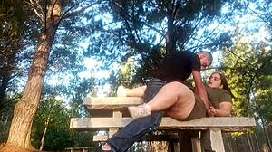 Meeting a girl in the park leads to public blowjob and creampie finish outdoors