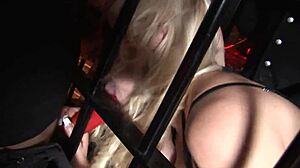 Sluts In Lingerie And Stockings Face Group Domination With Facial Cumshots In Dungeon Cage