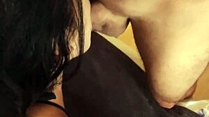 Wife joins in on amateur filming with her husband, wearing stockings and lingerie 😏