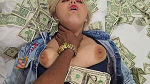 blonde screams while punishing pussy and ass for millions in cash exchange