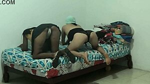 Housewives desperate for sex start massage therapy with ebony roommate flashing ass in dorm