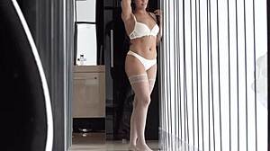 Watch this alluring Eurobabe get banged passionately in her stockings. She's bent over and loving every moment! 😍