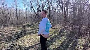 We got caught fucking outside with a drone watching, my wife's natural tits bouncing on that monster cock