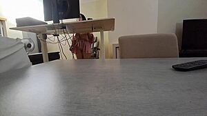 Latina with big tits fucks hard during work video call with creampie orgasm on desk