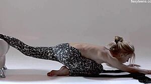 russian hot hairy gymnast rita mochalkina spreads legs in flexible yoga poses